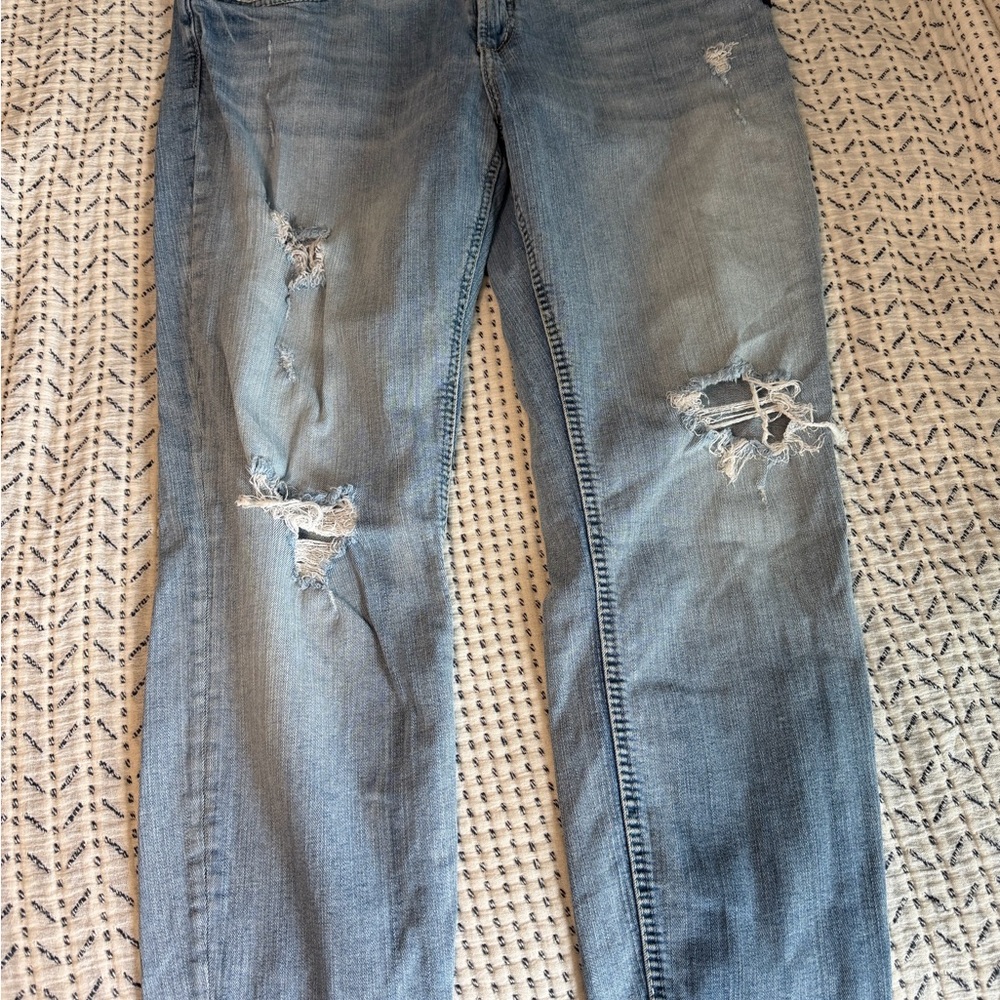 Silver Light Wash Distressed Crop Jeans
